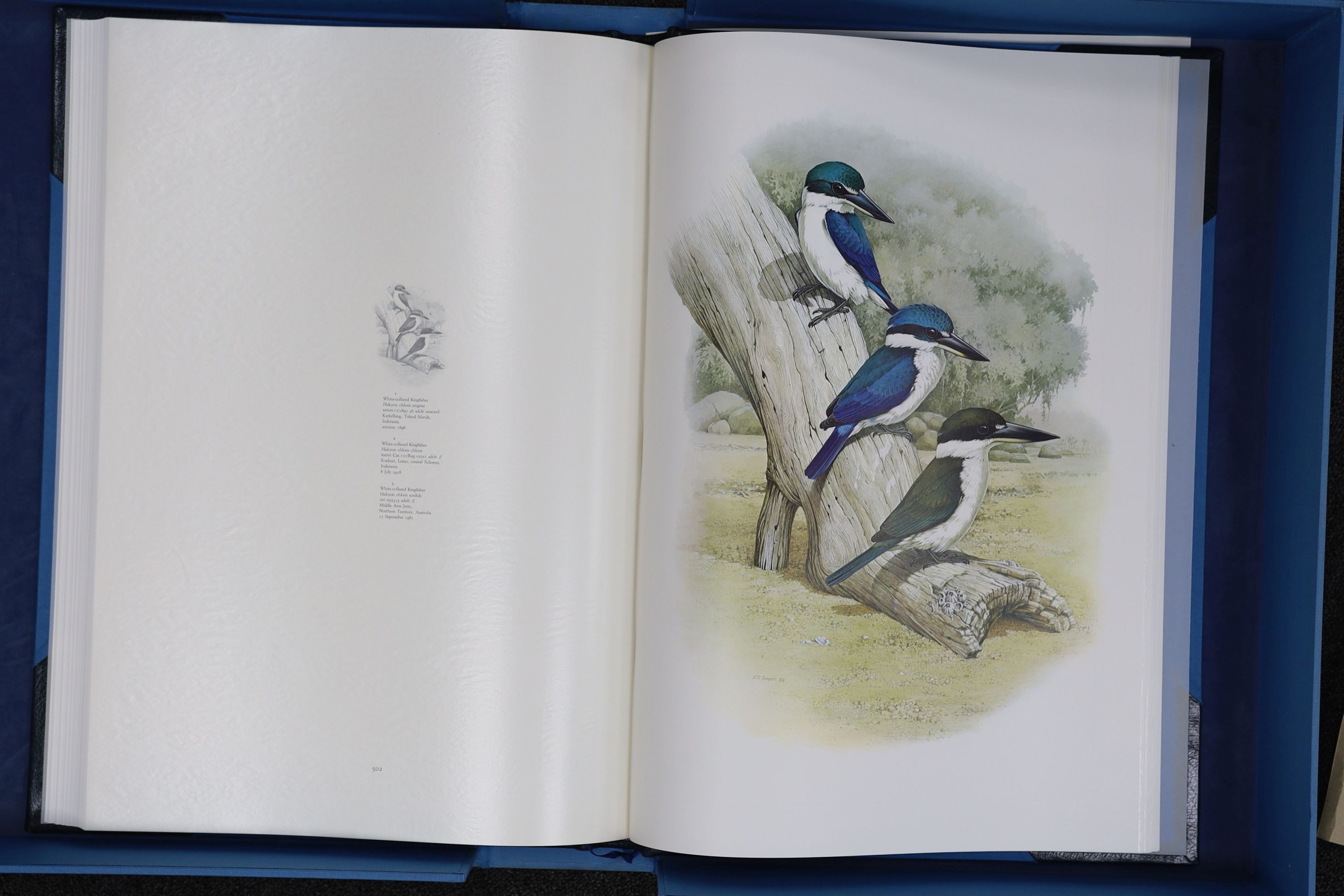 Forshaw, Joseph M. - Kingfishers and Related Birds - Part 1 (Vols 1 & 2): Aeliniidae, one of 1000 signed, numbered copies, illustrated with 52 colour plates by William B. Cooper, together with maps, folio, half morocco,